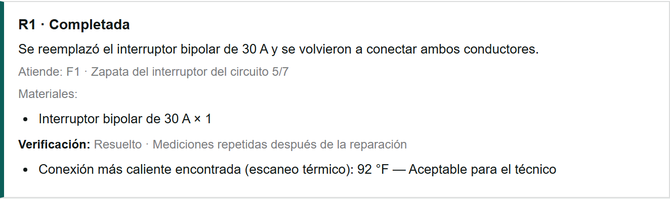 Una reparación vinculada a su hallazgo y verificada