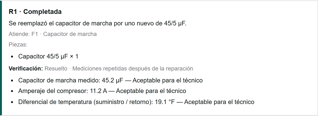 Una reparación vinculada a su hallazgo y verificada