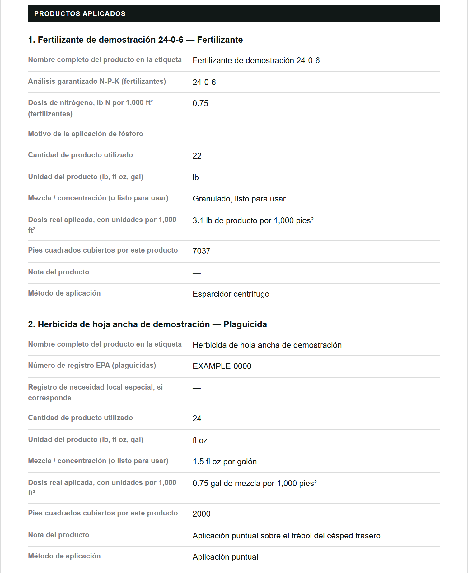 Un registro de aplicación, como se imprime la copia del cliente