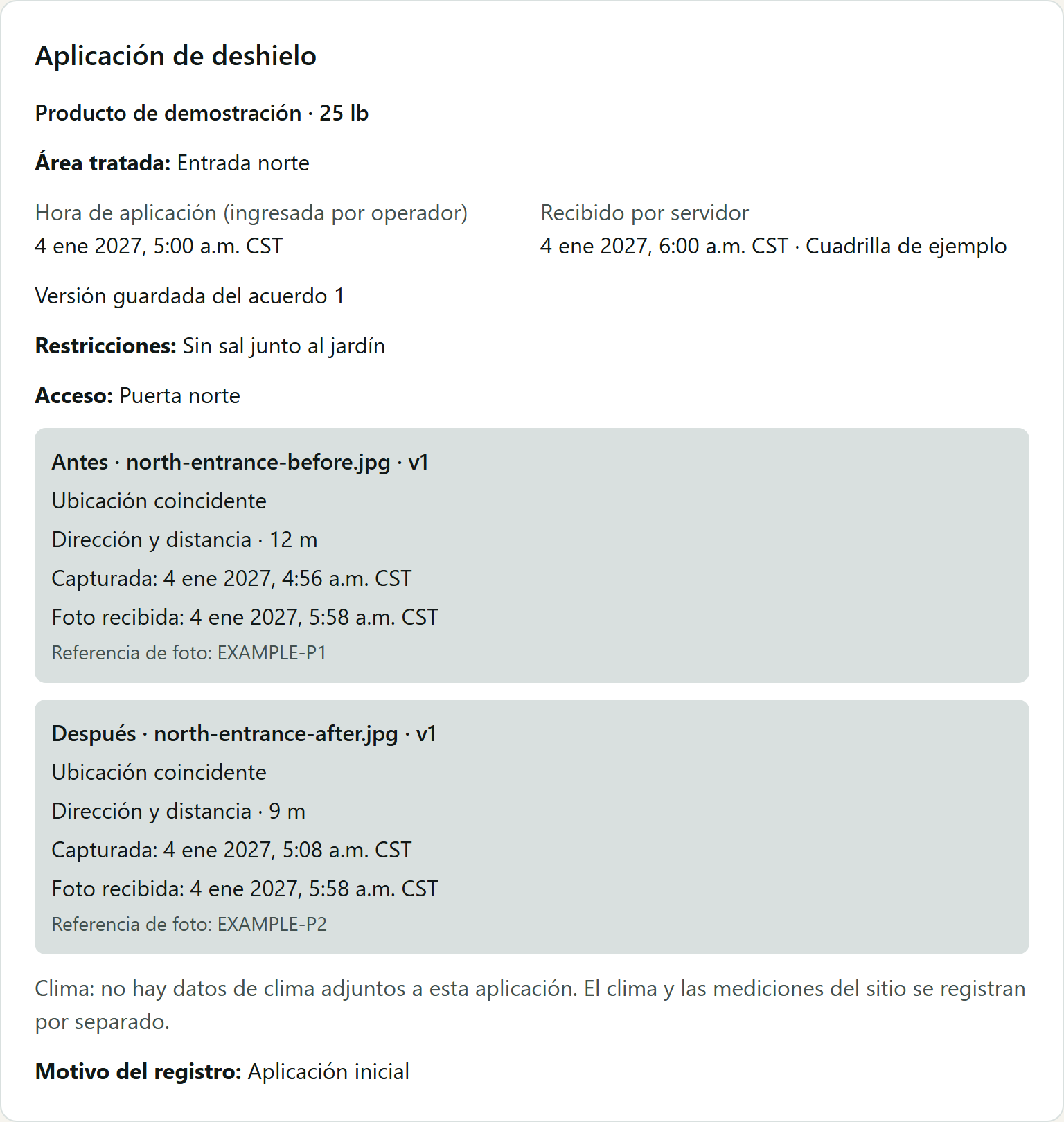 Una aplicación de deshielo registrada